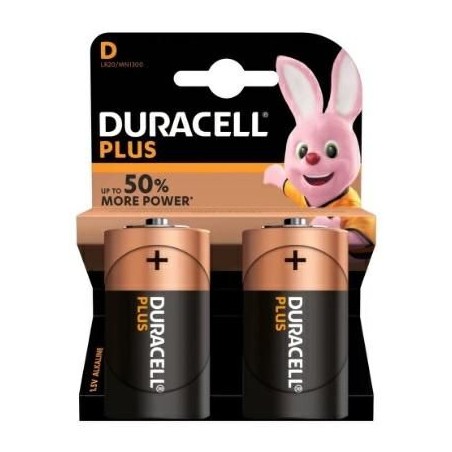 2 BATTERIE ALCALINE PLUS TORCE D 1,5 V DURACELL