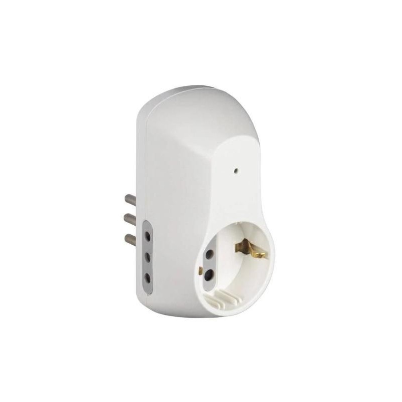 Adattatore Salvafulmine Spina 10A 2 Prese 10A + 1 Presa Tedesca P30 bianco BTICINO S3610DF Adattatore Salvafulmine Spina 10A 2 Prese 10A + 1 Presa Tedesca P30 bianco BTICINO S3610DF