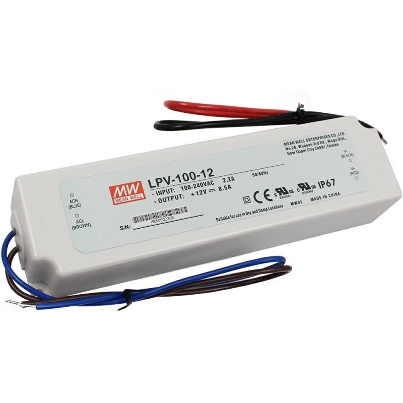 Alimentatore Switching 100W 12V 8,5A IP67 MEAN WELL LPV-100-12 Alimentatore Switching 100W 12V 8,5A IP67 MEAN WELL LPV-100-12