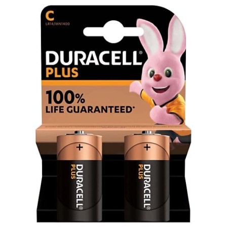 2 BATTERIE ALCALINE PLUS 1/2 TORCE C 1,5 V DURACELL