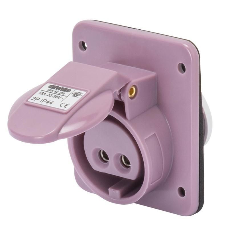 Presa fissa da incasso 2P 16A IP44 viola 24V GEWISS GW62265 Presa fissa da incasso 2P 16A IP44 viola 24V GEWISS GW62265