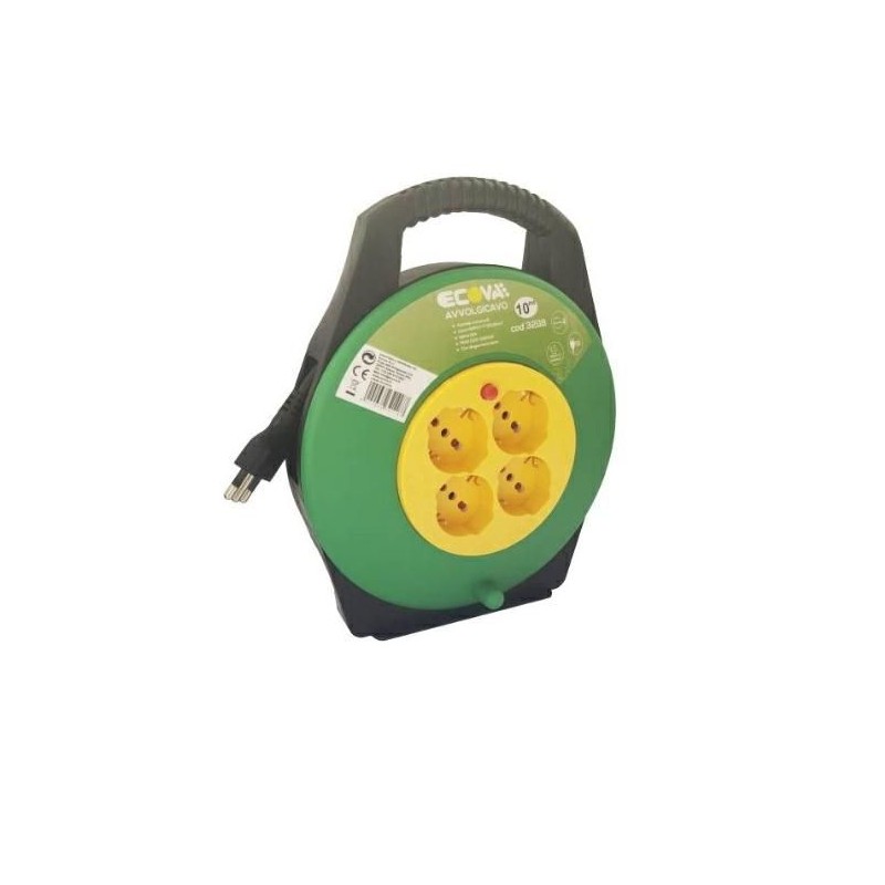 Avvolgicavo 16A con 4 Prese Universali 10 Metri ECOVA 32118