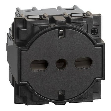 Presa Schuko FLAT Living Now 10/16A Nero BTICINO KG4140A16F