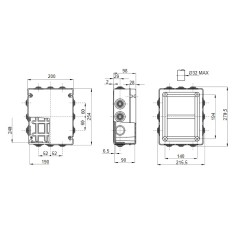 Cassetta esterna con gommini IP55 240x190x90 GEWISS GW44008