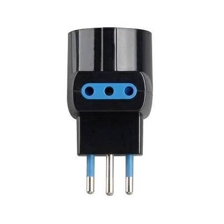 Adattatore Triplo Spina 10A 2 Prese 10A + 1 Schuko Nero ECOVA 33042