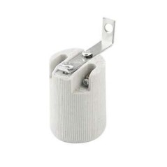 Portalampada in Porcellana Bianca E14 con Staffa FAI 0095A