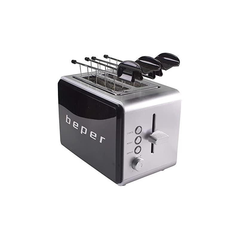 TOSTAPANE CON PINZE NERO 750W BEPER BT.001N