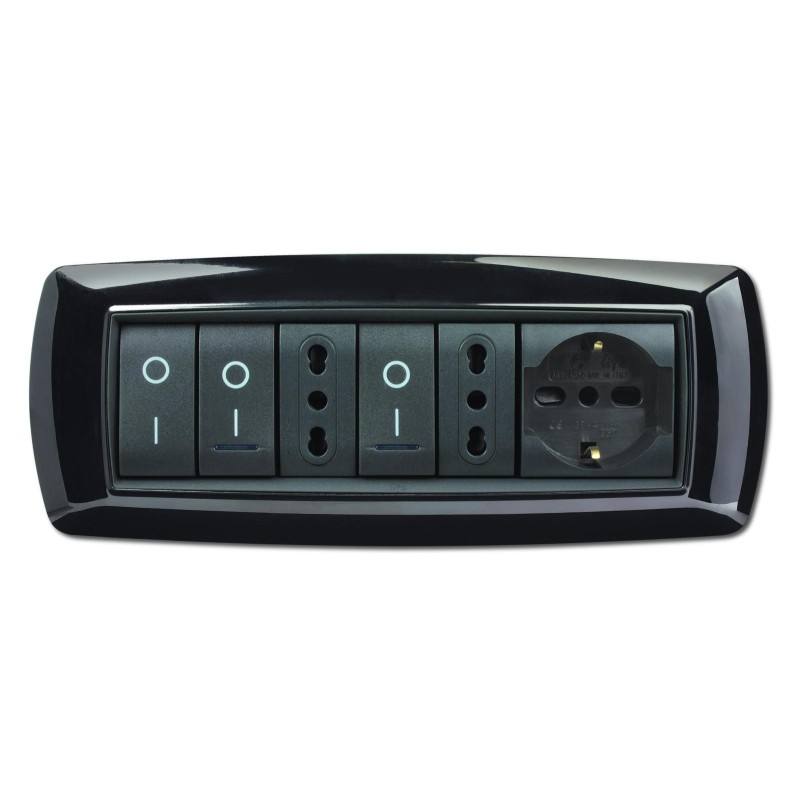 Placca My Life 7 Moduli Nera ELETTROCANALI ECL2987N Placca My Life 7 Moduli Nera ELETTROCANALI ECL2987N