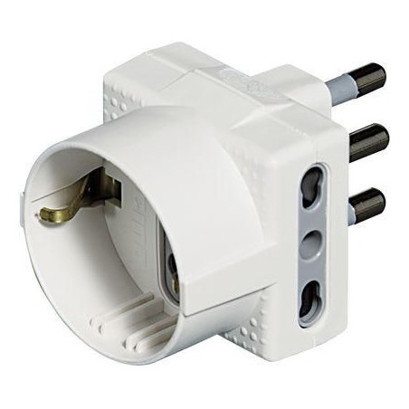 Adattatore triplo presa Tedesca 2 prese bipasso spina 16A bianco BTICINO S3611DE
