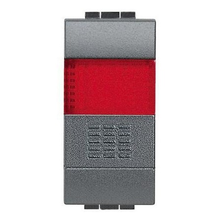 Pulsante LivingLight antracite 1P con portalampada Rosso BTICINO L4038R