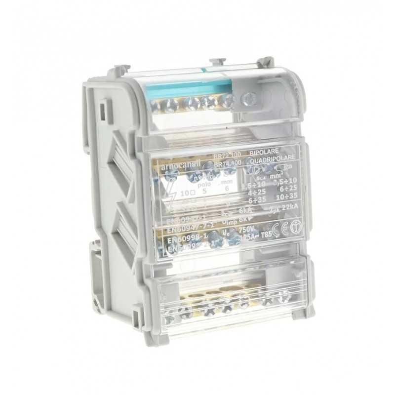 Morsettiera 4 Poli 125A 7 Fori ARNOCANALI BR74.100 Morsettiera 4 Poli 125A 7 Fori ARNOCANALI BR74.100