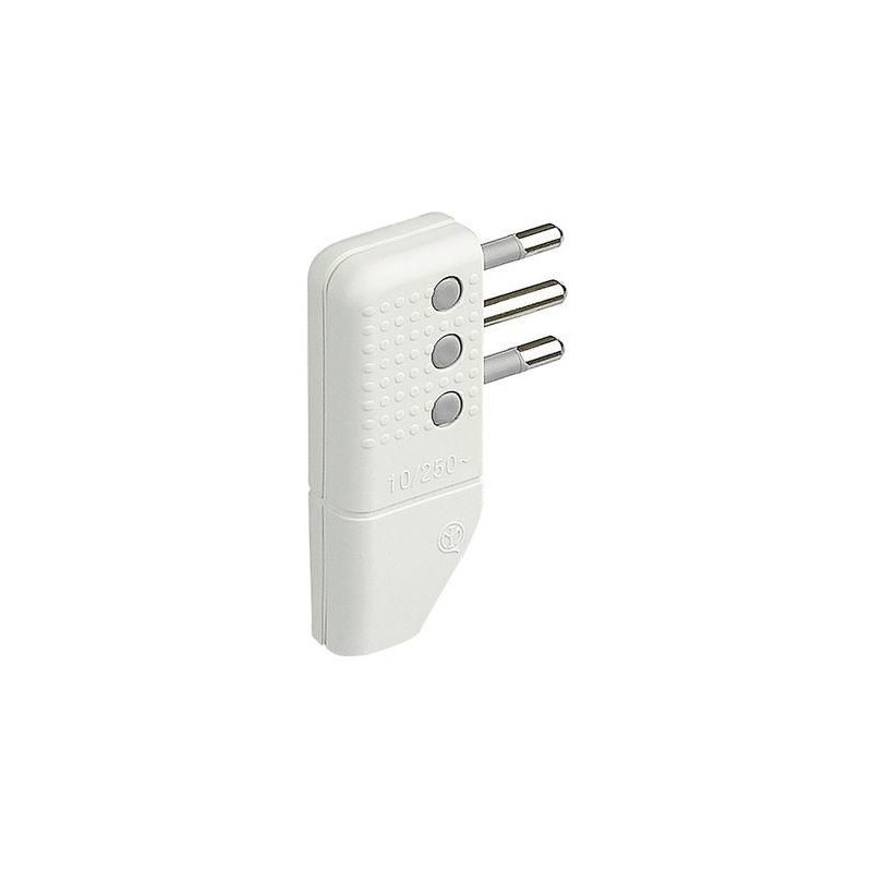 Spina salvaspazio bianco spinotti orientabili 10A BTICINO S2467TAE Spina salvaspazio bianco spinotti orientabili 10A BTICINO S2467TAE