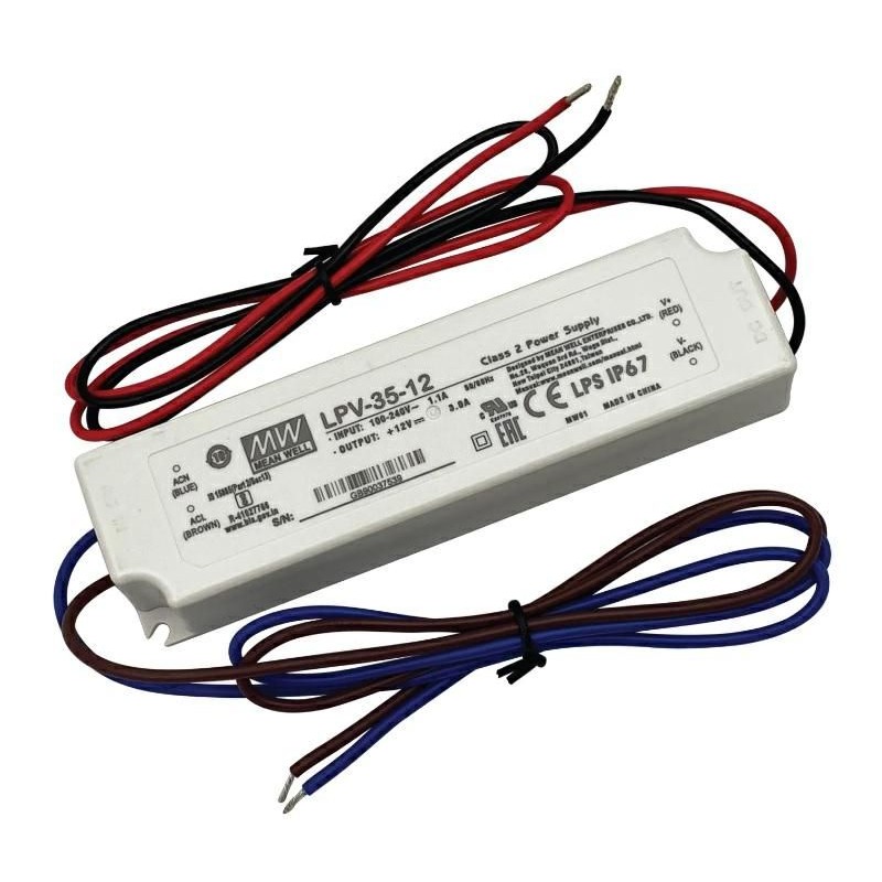 Alimentatore Switching 35W 12V 3A IP67 MEAN WELL LPV-35-12 Alimentatore Switching 35W 12V 3A IP67 MEAN WELL LPV-35-12