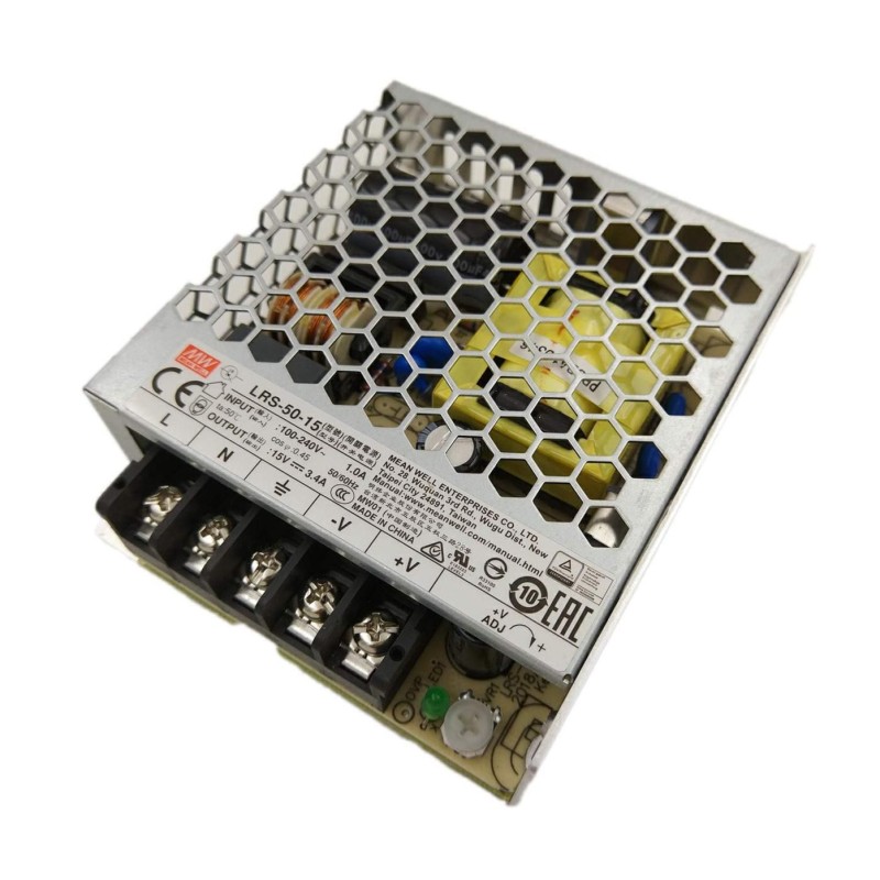 Alimentatore Switching 50W 15V 3,4A MEAN WELL LRS-50-15 Alimentatore Switching 50W 15V 3,4A MEAN WELL LRS-50-15
