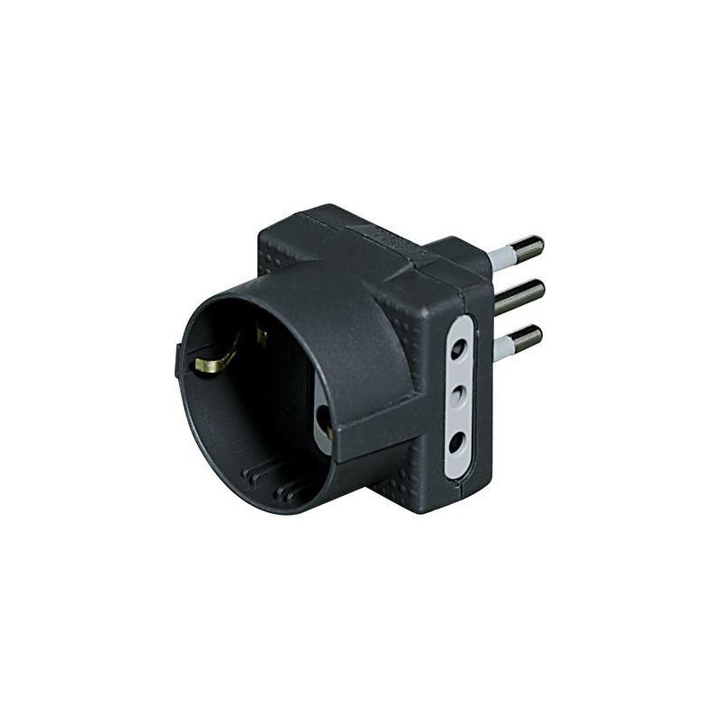 Adattatore triplo tris presa Tedesca 2 prese 10A spina 10A Grigio BTICINO S3610GE Adattatore triplo tris presa Tedesca 2 prese 10A spina 10A Grigio BTICINO S3610GE