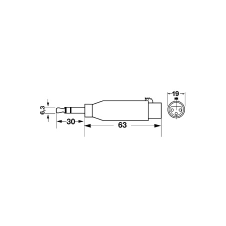 Adattatore microfonico xlr da presa 3 poli a spina jack 6,3 stereo KONELCO GBC 30564300