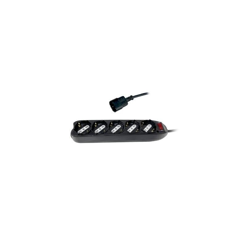 Multipresa 5 posti 10-16A Schuko con spina IEC nera KONELCO GBC 22055511/IEC Multipresa 5 posti 10-16A Schuko con spina IEC nera KONELCO GBC 22055511/IEC