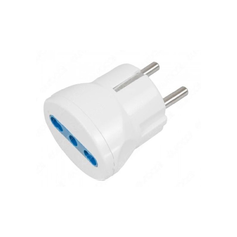 Adattatore Spina Franco/Tedesca 16A 2P+T Presa Bipasso 10/16A Bianco ECOVA 33037 Adattatore Spina Franco/Tedesca 16A 2P+T Presa Bipasso 10/16A Bianco ECOVA 33037