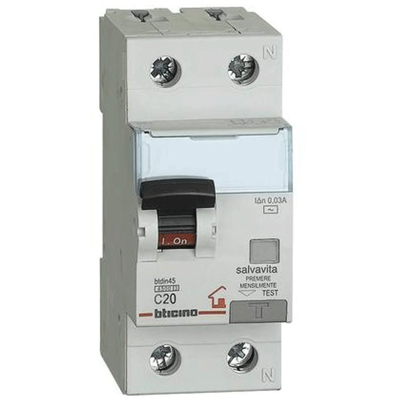 Magnetotermico Differenziale 20A 1P+N 4,5KA BTICINO GC8813AC20 Magnetotermico Differenziale 20A 1P+N 4,5KA BTICINO GC8813AC20