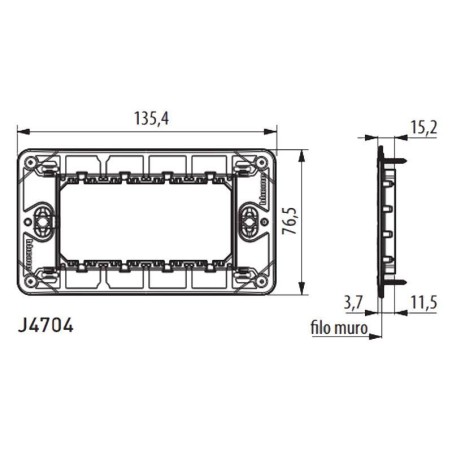 Supporto 4 moduli fissaggio viti MatixGO BTICINO J4704