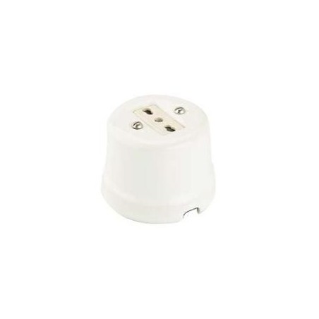 Presa Bipasso in Ceramica Bianca 2P+T 10/16A da Parete FAI 9009/BIP/BI