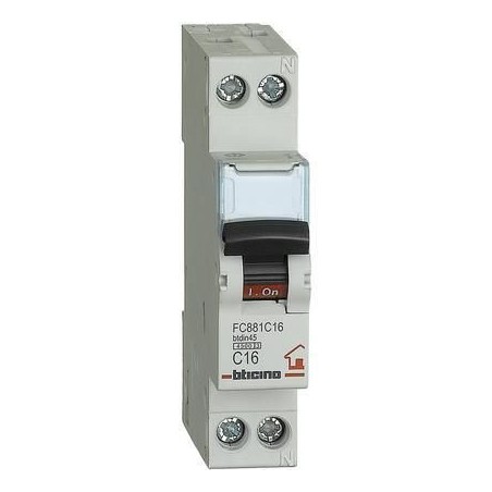 Magnetotermico 16A 1P+N 4.5KA 1 Modulo BTICINO FC881C16