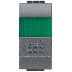 Pulsante LivingLight antracite 1P con portalampada Verde BTICINO L4038V
