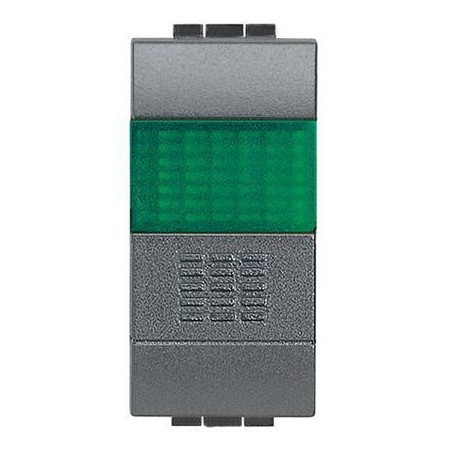 Pulsante LivingLight antracite 1P con portalampada Verde BTICINO L4038V