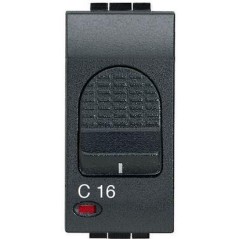 Interruttore Automatico Magnetotermico Bipolare 1 Polo Protetto 16A LivingLight Antracite BTICINO L4301/16