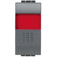 Pulsante LivingLight antracite 1P con portalampada Rosso BTICINO L4038R