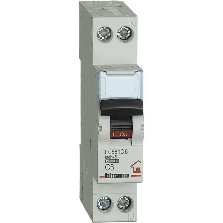 Magnetotermico 6A 1P+N 4.5KA 1 Modulo BTICINO FC881C6