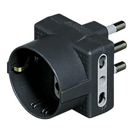 Adattatore triplo presa Tedesca 2 prese bipasso spina 16A Grigio BTICINO S3611GE