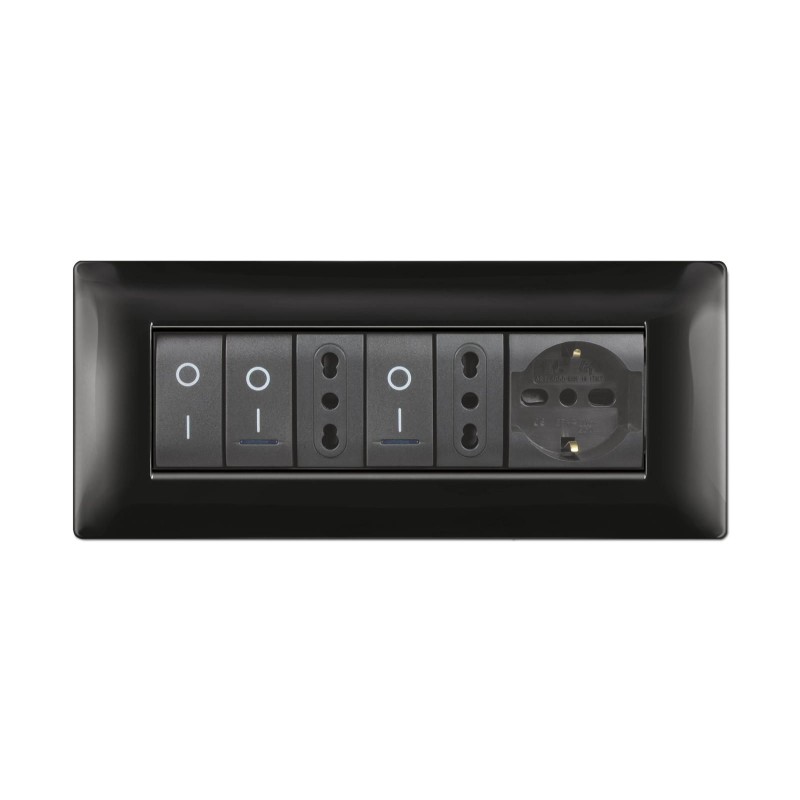 Placca My Life Q 7 Moduli Nera ELETTROCANALI ECL2887N Placca My Life Q 7 Moduli Nera ELETTROCANALI ECL2887N