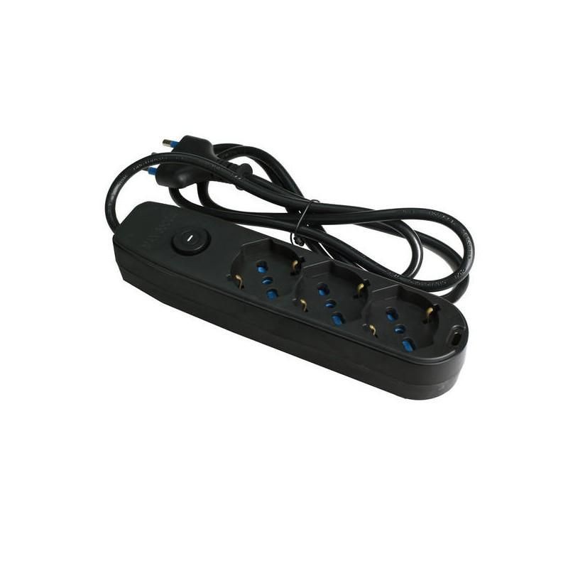 Multipresa 3 Uscite Universali con interruttore Nera ECOVA 30096X Multipresa 3 Uscite Universali con interruttore Nera ECOVA 30096X