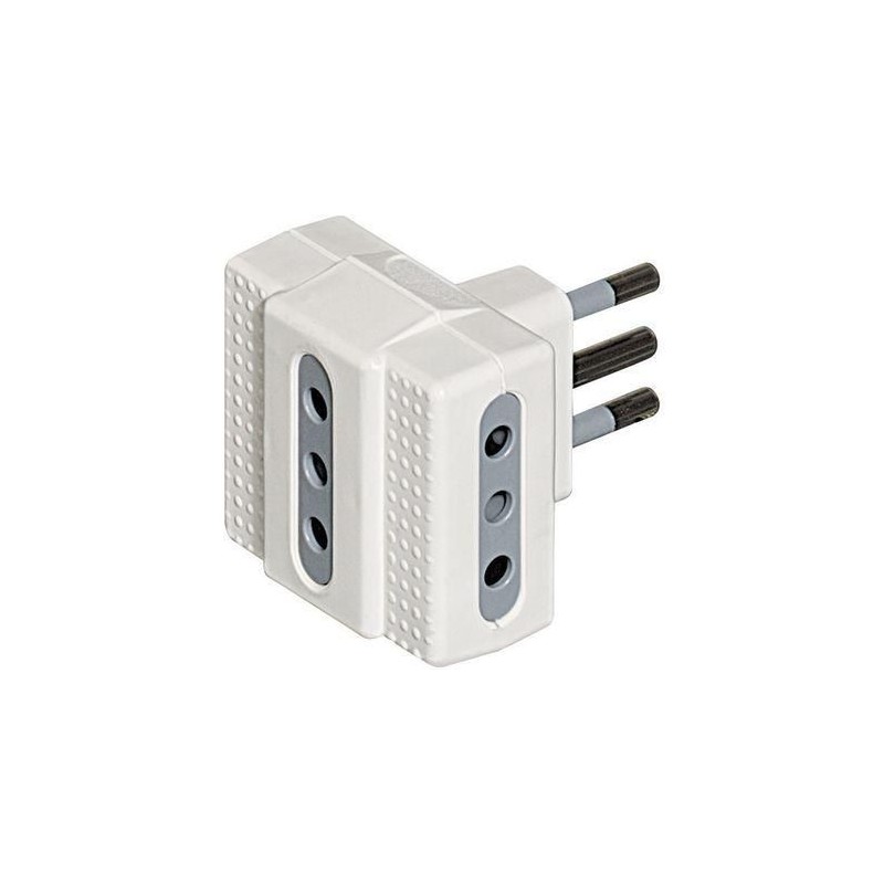 Adattatore spina 2P+T 10A 3 prese 2P+T 10A bianco BTICINO S3603D Adattatore spina 2P+T 10A 3 prese 2P+T 10A bianco BTICINO S3603D
