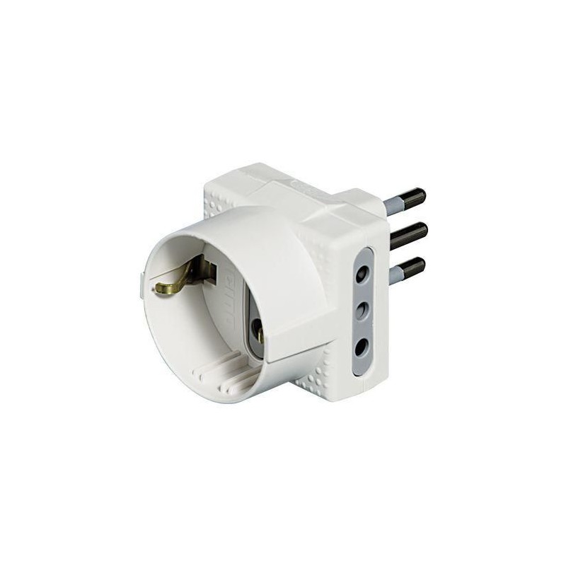 Adattatore triplo tris presa Tedesca 2 prese 10A spina 10A bianco BTICINO S3610DE Adattatore triplo tris presa Tedesca 2 prese 10A spina 10A bianco BTICINO S3610DE
