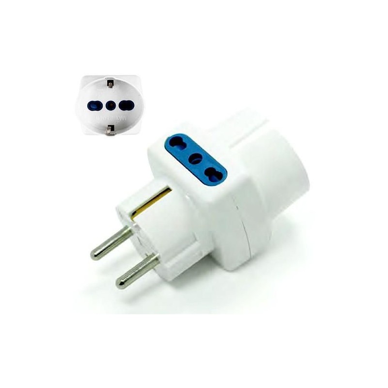 Adattatore Spina Schuko 16A 2 Prese 10/16 + 1 presa Bipasso/Tedesca 10/16A ECOVA 33111 Adattatore Spina Schuko 16A 2 Prese 10/16 + 1 presa Bipasso/Tedesca 10/16A ECOVA 33111
