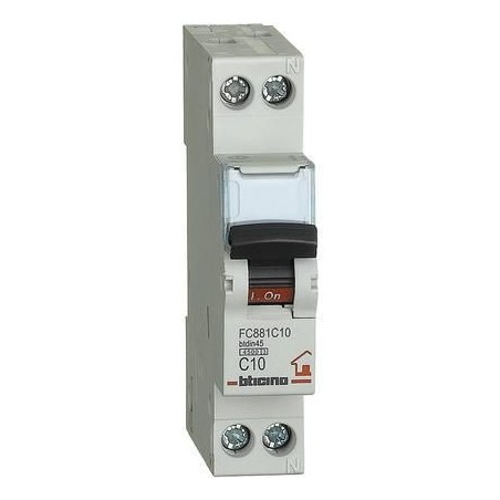 Magnetotermico 10A 1P+N 4.5KA 1 Modulo BTICINO FC881C10