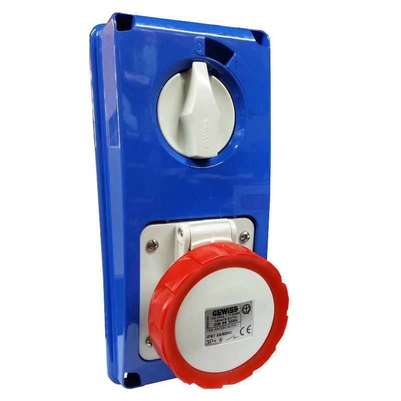 Presa interbloccata verticale 3P+T 16A senza fondo GEWISS GW66308N Presa interbloccata verticale 3P+T 16A senza fondo GEWISS GW66308N