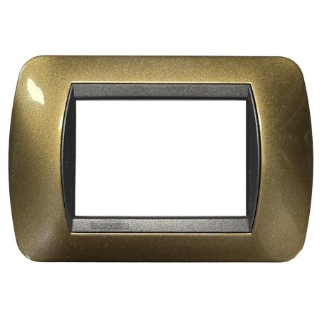 Placca Living International 3 Moduli Ocra Metallico BTICINO L4803OT