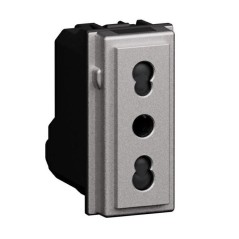 Presa Bipasso Living Now 2P+T 10/16A colore Steel BTICINO KS4180