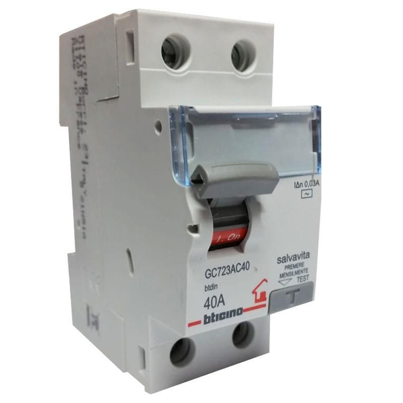 Interruttore Differenziale Puro 2P 40A 30mA tipo AC BTICINO GC723AC40 Interruttore Differenziale Puro 2P 40A 30mA tipo AC BTICINO GC723AC40