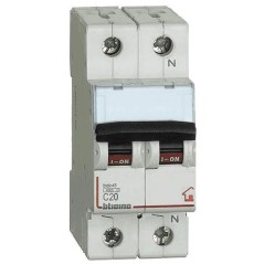 Interruttore Magnetotermico 20A 1P+N 4.5KA classe C 2 Moduli BTICINO FC810NC20