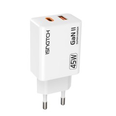 Alimentatore GAN Type C Pd + USB Qc 3A 45W Bianco KONELCO GBC 59180535