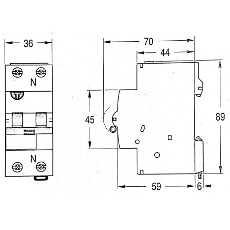 INTERRUTTORE MAGNETOTERMICO DIFFERENZIALE AEG 16A 1P+N 4.5KA 30MA 2 MODULI 604936