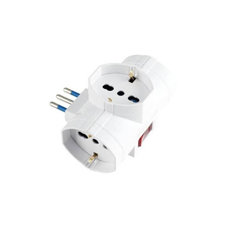 ADATTATORE TRIPLO 10A 3 PRESE UNIVERSALI PROTEZIONE SOVRACCARICO ECOVA 30197 ADATTATORE TRIPLO 10A 3 PRESE UNIVERSALI PROTEZIONE SOVRACCARICO ECOVA 30197