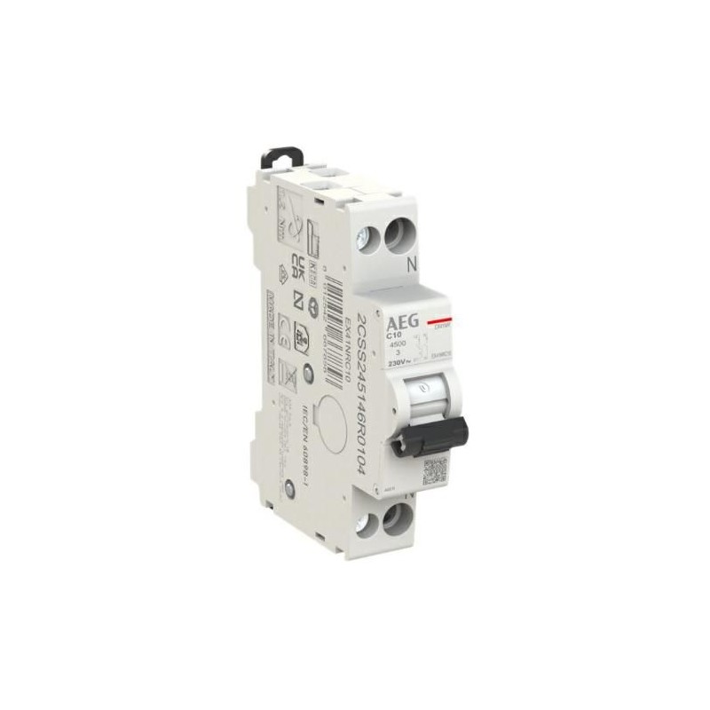 Interruttore Magnetotermico 10A 1P+N 4,5KA 1 Modulo AEG EX41NRC10 Interruttore Magnetotermico 10A 1P+N 4,5KA 1 Modulo AEG EX41NRC10