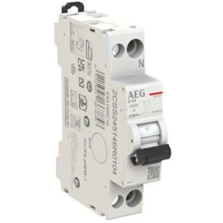 Interruttore Magnetotermico 10A 1P+N 4,5KA 1 Modulo AEG EX41NRC10