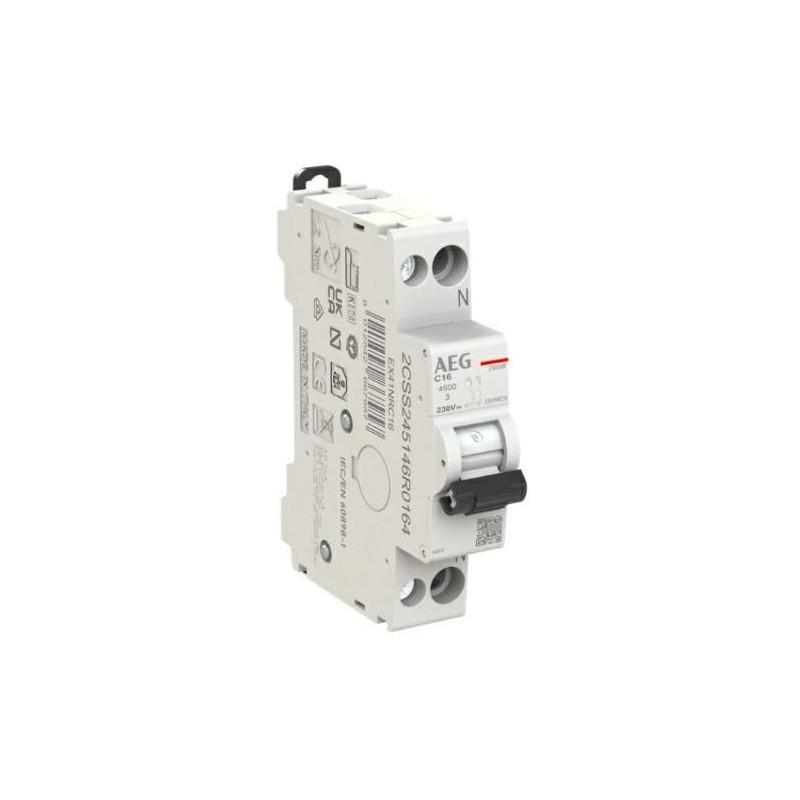 Interruttore Magnetotermico 16A 1P+N 4,5KA 1 Modulo AEG EX41NRC16 Interruttore Magnetotermico 16A 1P+N 4,5KA 1 Modulo AEG EX41NRC16