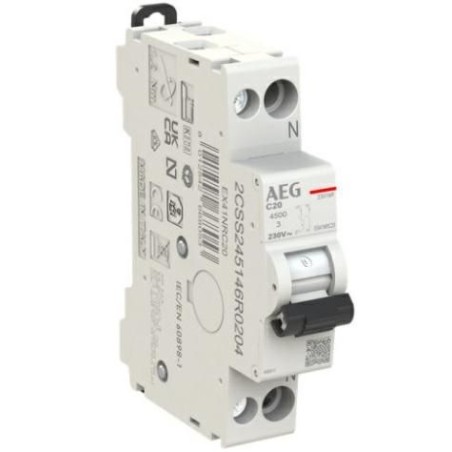 Interruttore Magnetotermico 20A 1P+N 4,5KA 1 Modulo AEG EX41NRC20